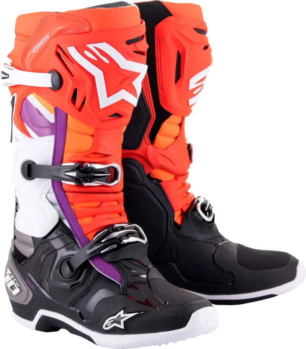 Alpinestars Tech 10 Motorradstiefel schwarz/bronze/orange/weiß