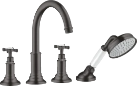 Hansgrohe Axor Montreux 4-Loch Fliesenrandarmatur mit Kreuzgriffen brushed black chrome
