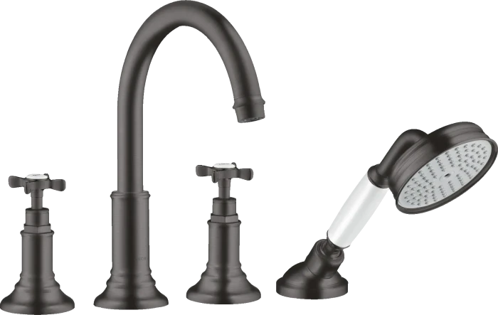Hansgrohe Axor Montreux 4-Loch Fliesenrandarmatur mit Kreuzgriffen brushed black chrome