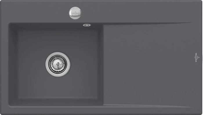 Villeroy & Boch Subway Style 50 Einbau Becken links mit Ablauffernbedienung graphite