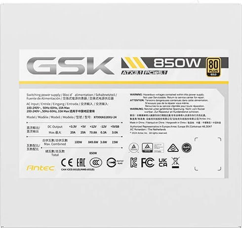 Antec GSK 850 White 850W, ATX 3.1