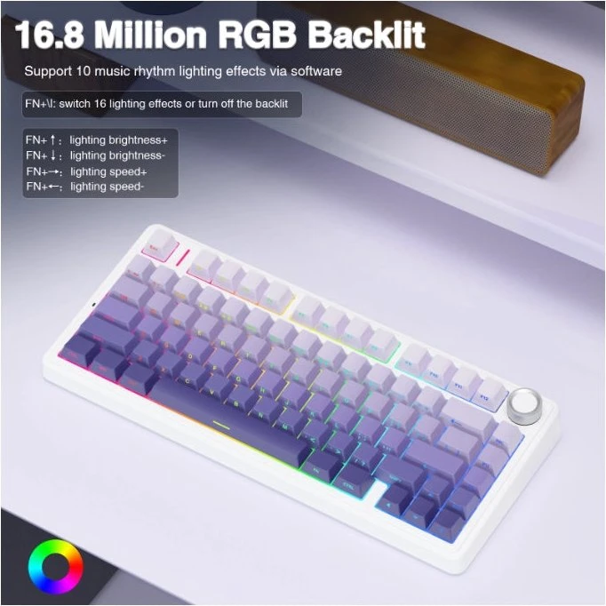Aula F75 Pro, Gradient Purple, LEDs RGB, hot-swap, LEOBOG Seiya Star Vector, USB/Bluetooth, US