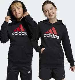 adidas Essentials Two-Colored Big Logo Cotton Hoodie black/better scarlet/white (Junior)