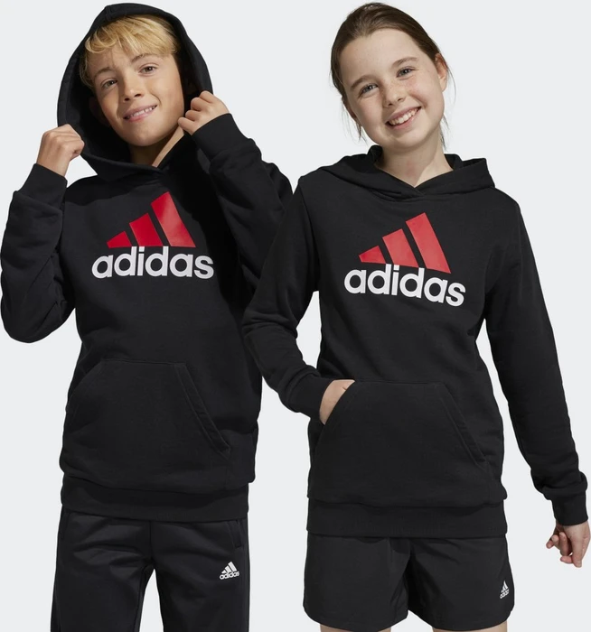 adidas Essentials Two-Colored Big Logo Cotton Hoodie black/better scarlet/white (Junior)