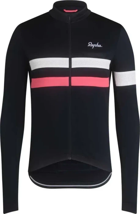Rapha Brevet Trikot langarm dark navy/high vis pink/white (Herren)