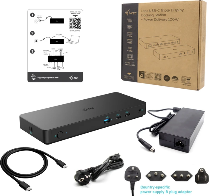 i-tec USB-C Triple Display Docking Station Gen 2 Pro + Power Delivery 100W, USB-C 3.1 [Buchse]
