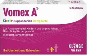 Vomex A Kinder-Suppositorien 70mg forte Zäpfchen, 5 Stück