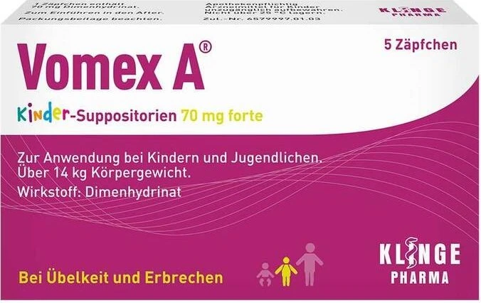 Vomex A Kinder-Suppositorien 70mg forte Zäpfchen, 5 Stück