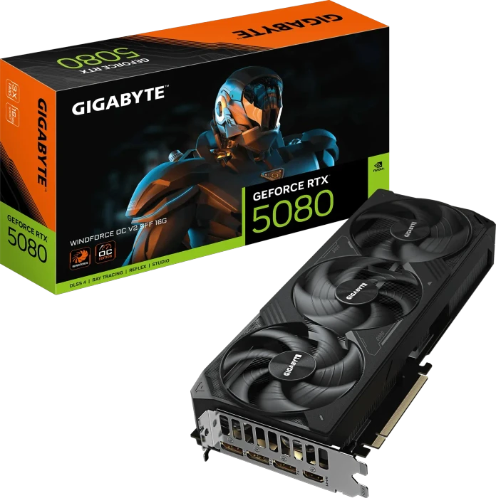 GIGABYTE GeForce RTX 5080 Windforce OC SFF 16G V2, 16GB GDDR7, HDMI, 3x DP