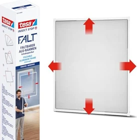 tesa Insect Stop FALT Faltbarer Aluminiumrahmen mit Fenster-Fliegengitter weiß