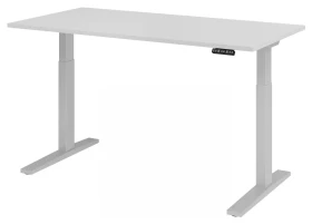 Hammerbacher Ergonomic Aktiv XMKA16 elektrisch höhenverstellbarer Sitz-Steh-Schreibtisch 160x80cm grau/silber