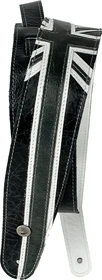 D'Addario Premium Leather Guitar Strap Union Jack Black and White