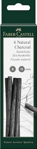 Faber-Castell natürliche Zeichenkohle 6-11mm, schwarz, 6er-Pack
