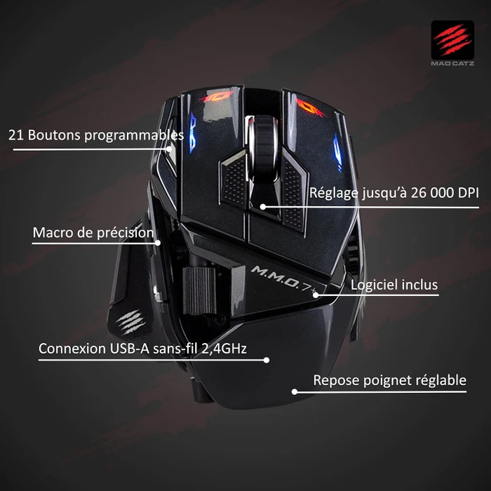 MadCatz M.M.O 7+ Wireless Gaming Mouse schwarz, USB