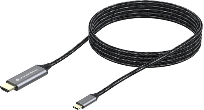 Conceptronic ABBY10G USB-C 3.1 [Stecker] auf HDMI 2.0 [Stecker] 4K, 60Hz, Adapterkabel, grau/schwarz, 2m