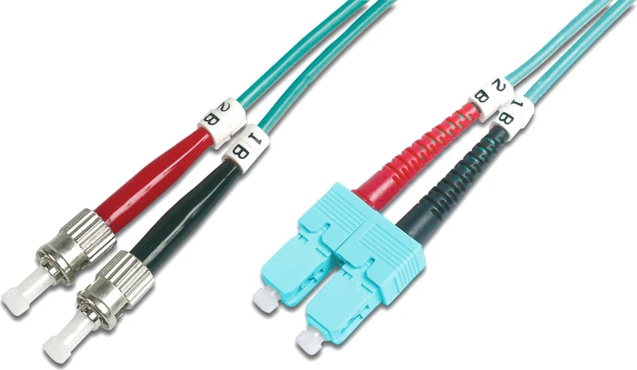 Digitus LWL Duplex Kabel, OM3, 2x ST Stecker/2x SC Stecker, 1m, türkis