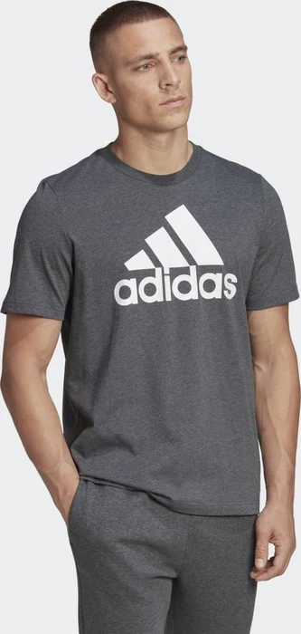 adidas Essentials Big Logo T-Shirt kurzarm dark grey heather/white (Herren)
