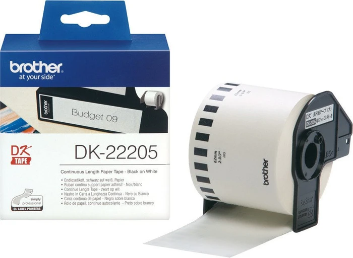 Brother Endlosetiketten DK-22205, 62mm, 30.5m, weiß/schwarz