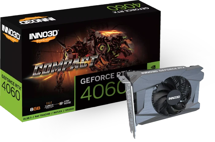 INNO3D GeForce RTX 4060 Compact, 8GB GDDR6, HDMI, 3x DP