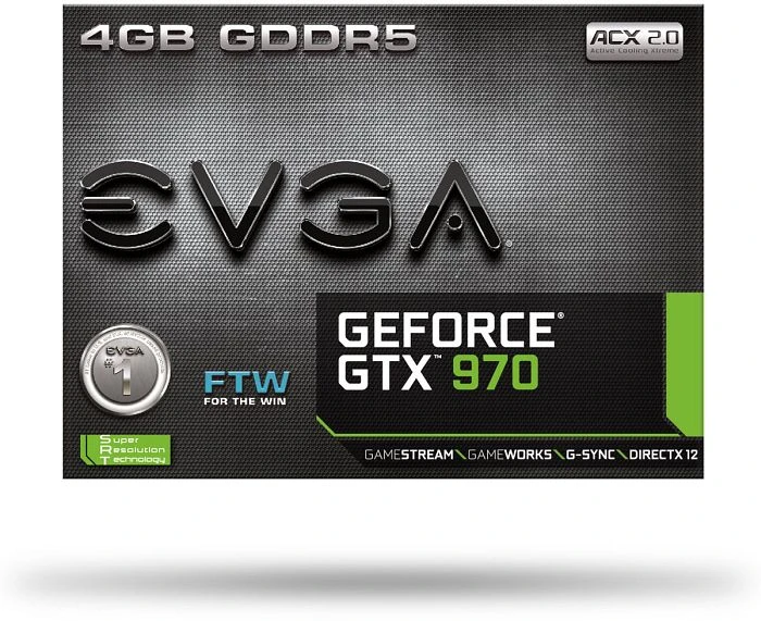 EVGA GeForce GTX 970 FTW ACX 2.0, 4GB GDDR5, 2x DVI, HDMI, DP
