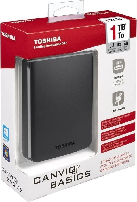 Toshiba Canvio Basics, 1TB, USB 3.0 Micro-B