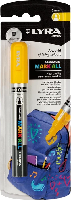 Lyra Graduate Mark All Permanentmarker 2mm gelb, Blister