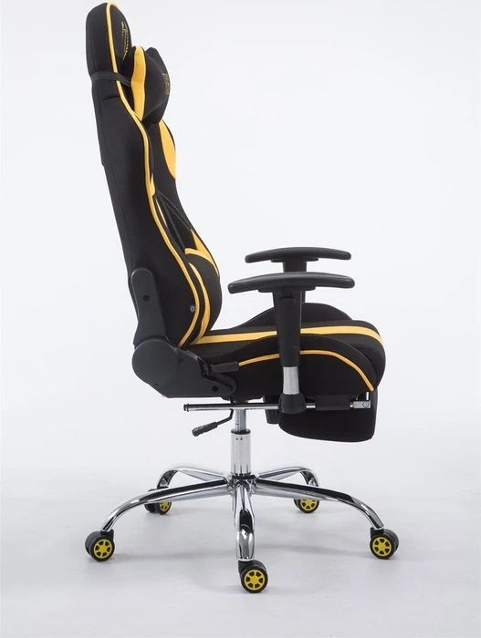 CLP Racing Limit V2 Stoff Gamingstuhl mit Fußstütze, schwarz/gelb