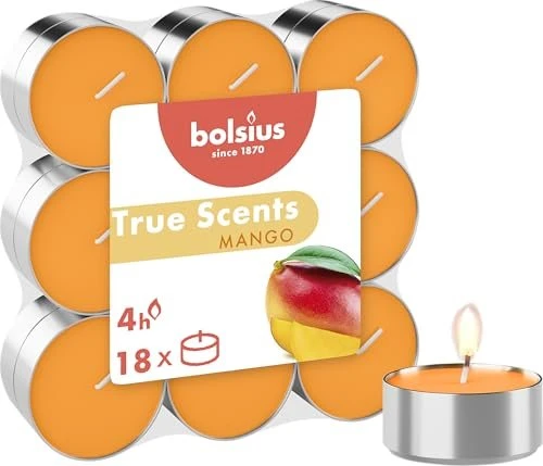 Bolsius Aromatic Tealights Exotic Mango Duftkerze, 18 Stück