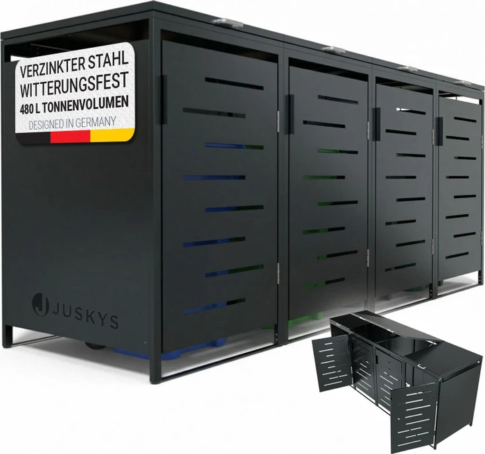 Juskys Metall Mülltonnenbox Arel 4er