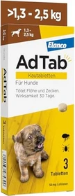 Elanco AdTab Hund 1.3-2.5kg Kautabletten gegen Zecken und Flöhe, 3 Stück