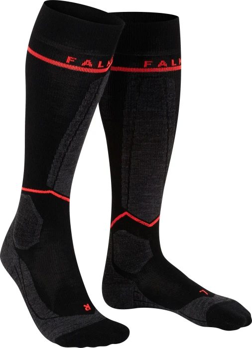 Falke SK Compression Wool Skisocken black/neon red (Damen)