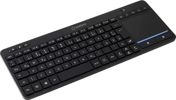 Renkforce RF-WLTKB-300 Kabellose Touch-Tastatur, schwarz, USB, DE