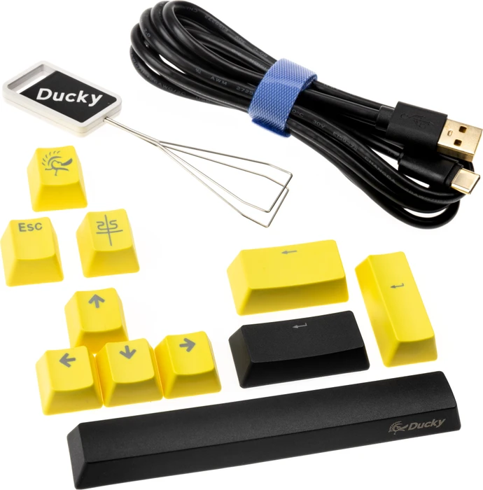 Ducky One 2 Pro Mini, PBT, schwarz, LEDs RGB, MX SILENT RGB RED, USB, US