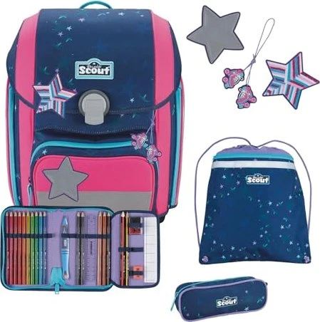 Scout Genius DIN Pretty Star Schultaschen-Set, 4-tlg.