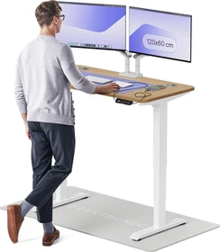 Desktronic HomePro Sitz-Steh-Schreibtisch 120x60cm Eiche massiv/weiß