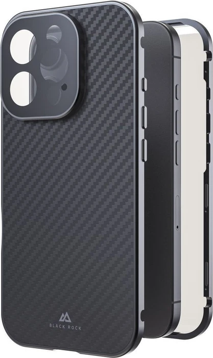 Black Rock 360° Glass Case für Apple iPhone 16 Pro Carbon