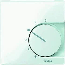 Merten System M Zentralplatte für Raumtemperaturregler-Einsatz mit Wechselkontakt, polarweiß glänzend