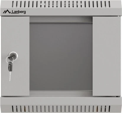 Lanberg WF11 Series 10" Rack Wandschrank 4HE, hängend, Flatpack, Glastür, IP20, RAL 7035, 300mm tief
