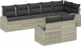 vidaXL Polyrattan Gartensofa Lounge-Set hellgrau, 8-tlg.