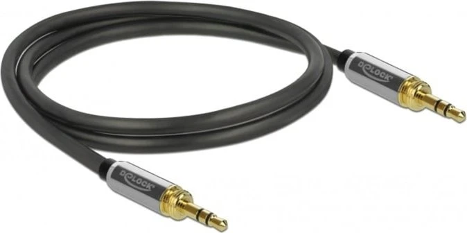 DeLOCK 3.5mm Klinke 3-Pin [Stecker] auf 3.5mm 3-Pin Klinke [Stecker], mit 2x Schraubadapter auf 6.35mm, schwarz 1m
