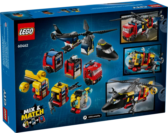 LEGO City - Kombinationsset mit Hubschrauber, Löschauto und U-Boot