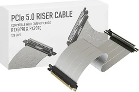 LinkUP AVA5 v4 ITX Armour Riser Kabel, rechts gerichtet, gewinkelt, PCIe 5.0, 300mm, weiß