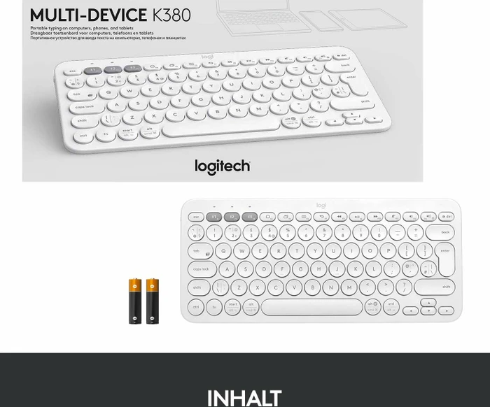 Logitech K380 Multi-Device Keyboard, Off-White, Bluetooth, CH