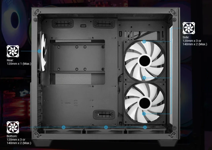 AeroCool Dryft [V1], Lüfter LED Fixed RGB, Glasfenster
