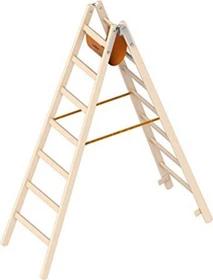 Layher Topic 1038 Holz 2-tlg. Stehleiter, 2x 7 Stufen