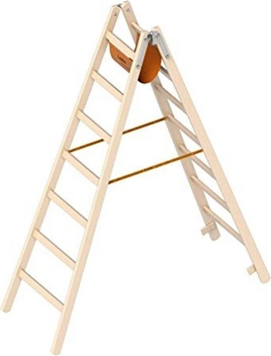 Layher Topic 1038 Holz 2-tlg. Stehleiter, 2x 7 Stufen
