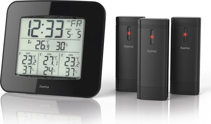 Hama EWS-Trio Funkwetterstation mit drei Sensoren schwarz, digital