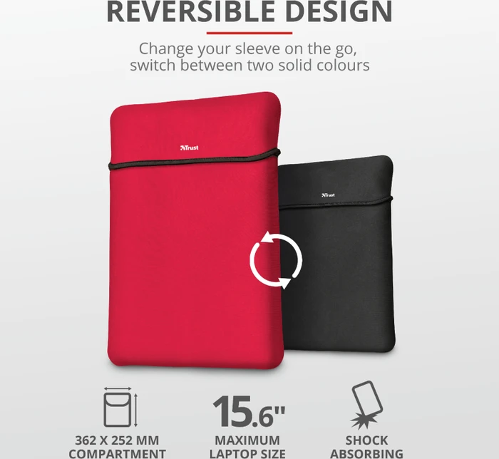 Trust Yvo Wireless Mouse Set mit Wendehülle für 15.6" Laptops, rot, USB