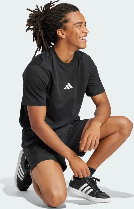 adidas Essentials Small Logo Single Jersey T-Shirt kurzarm schwarz/weiß (Herren)
