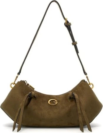 Guess Allegra Wildleder Schultertasche olive